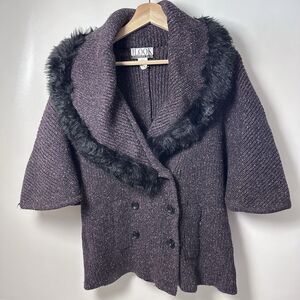 Vintage THE LOOK Randolph Duke Cardigan Womens Silk Timeless Y2K Chunky Fur L